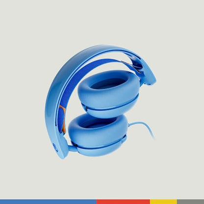 Skullcandy Grom Wired Headphones, Volume-Limiting Audio, Comfortable Over-Ear Fit, Foldable, Designed for Kids 6+, Convenient for Travel with 3.5mm AUX Plug, Built-in Microphone - Surf Blue - color: Surf Blue, style: Wired