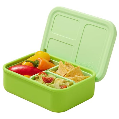 LunchBots Build -a- Bento Lunch Box, Silicone Bento Box for Kids, Multi-Compartment Lunch Container, Oven & Dishwasher Safe, BPA Free, 28 oz - Green - color: Solid Green