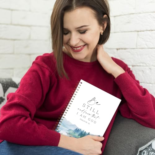 Be Still and Know That I Am God Christian Spiral Notebooks, Psalm 46:10 Bible Verse Journal, Scripture Journals for Writing, Religious Notebook for Note Taking, 5.5x8.3 Inch - color: white Bible Notebook-3