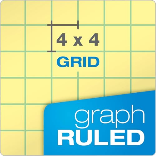 Ampad Gold Fibre Premium-Weight Graph Pad, 8-1/2" x 11-3/4", Graph Rule (4 x 4 Quad Grid), Canary, 50 Sheets Per Pad, 10 Pads (22-143)