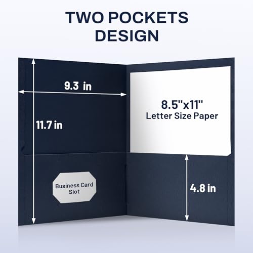 SUNEE Folders with Pockets(25 Pack, Dark Blue), 2 Pocket Folders Fit Letter Size Paper, Paper File Folder for School Office Home Business - color: Dark Blue, style: 25-Pack