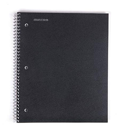 Mintra Office Durable Spiral Notebooks, 1 Subject, (Black, College Ruled 3 Pack), 100 Sheets, Poly Pocket, Moisture Resistant Cover, Strong Chipboard back, For School, Office, Business, - color: Black, size: College Ruled 3pk