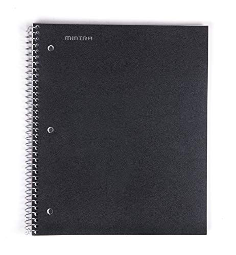 Mintra Office Durable Spiral Notebooks, 1 Subject, (Black, Wide Ruled 3 Pack), 100 Sheets, Poly Pocket, Moisture Resistant Cover, Strong Chipboard back, For School, Office, Business - color: Black, size: Wide Ruled 3pk