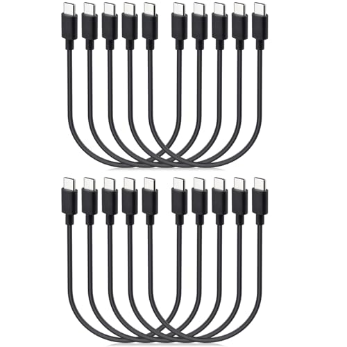 Smays USB C to USB C Cable 10-Pack Bulk, 1 ft Type C Charging Cord Multipack - color: Black, size: 1 Foot