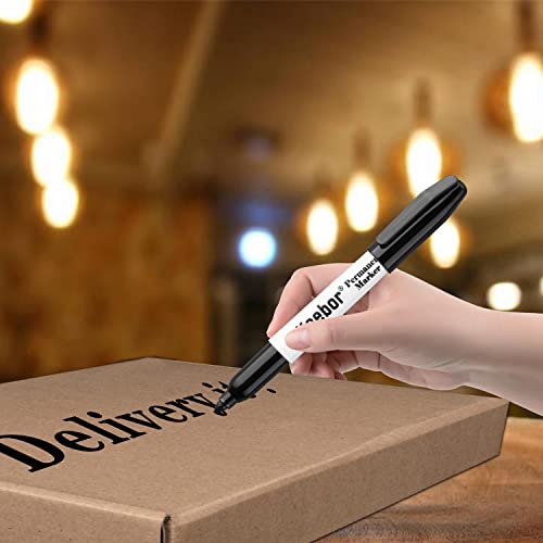 Keebor Permanent Markers Bulk, 60 Pack, Quick Drying & Fade Resistant | Fine Point Marker Set for Wood, Plastic, Paper, Metal - size: 1 Count (Pack of 60)