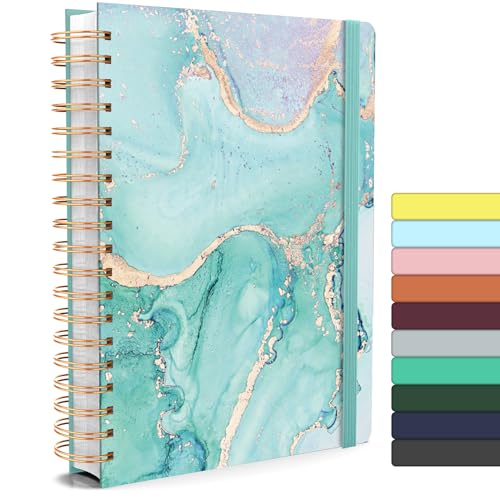 Forvencer Lined Spiral Journal Notebook with 300 Numbered Pages, B5 | College Ruled Thick Journals for Writing with 100GSM Paper, Hardcover Notebooks with Content for Work School Women Men - color: Green Marble, size: B5
