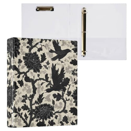 Goth Bath Round Ring Binders Crow (2) 1.5 Inch 3 Ring Binder with Clipboard Holds 200 Sheets Office Home School - color: Multicolored 17
