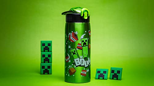 Zak Designs Minecraft Water Bottle for Travel and At Home, 19 oz Vacuum Insulated Stainless Steel with Locking Spout Cover, Built-In Carrying Loop, Leak-Proof Design (Creeper) - color: Minecraft