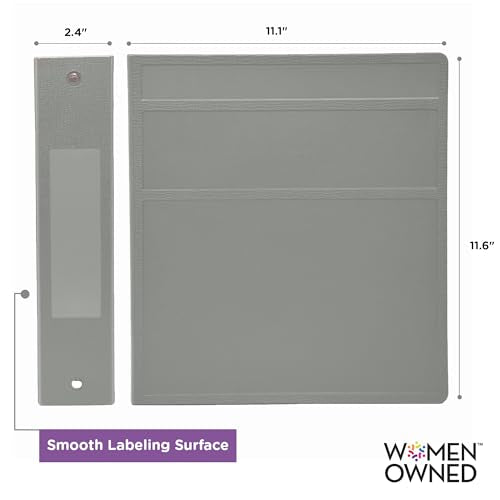 Carstens 2-Inch Heavy Duty 3-Ring Binder - Side Opening, Ash Gray, Durable Plastic, No-Gap Rings, Waterproof Cover No Pockets, Holds 300 Letter-Sized Sheets, BPA-Free, Made in USA (2822-3R) Case of 16 - color: Gray, size: Case of 16