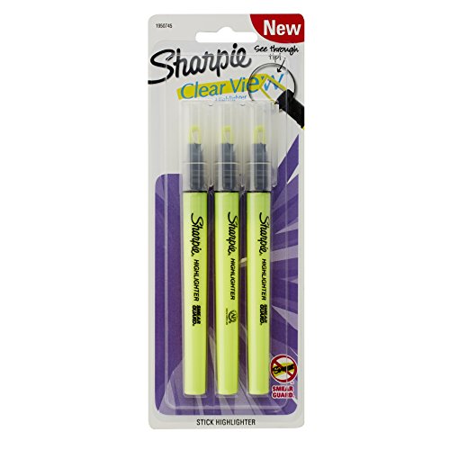 Sharpie Clear View Highlighter Stick, Yellow, 3/Pack (1950745) - size: 3 Count (Pack of 1)
