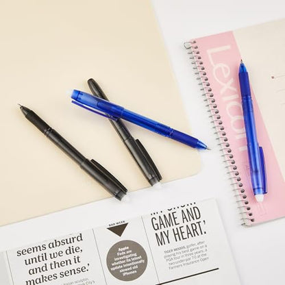 Volcanics 36 Pack Erasable Gel Pens – 18 Blue & 18 Black Gel Ink Pen, 0.7mm Fine Point, Smooth Fast-Drying, Capped Pens for School, Office, Students & Journaling - color: Black and Blue, size: 1 Count (Pack of 36)