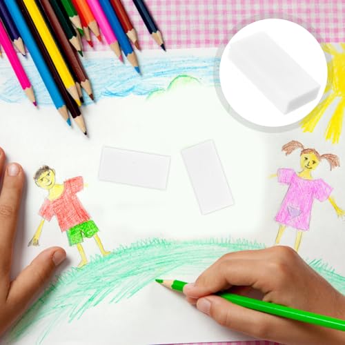 Uonlytech 20pcs White Pencil Erasers for School and Art Drawing, Rectangular PVC Erasers, Students, and Artists, Classroom Supplies for Sketching and Writing