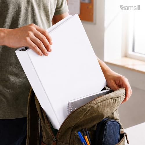 Samsill 1.5 Inch 3 Ring Binders, Economy Round Ring, Clear View Cover, 325 Sheet Capacity - for School, Home, Office - White, 6 Pack - color: White, size: 6-Pack, style: 1.5-Inch