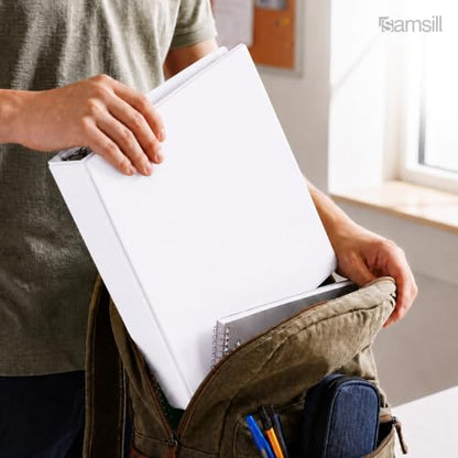 Samsill 1.5 Inch 3 Ring Binders, Economy Round Ring, Clear View Cover, 325 Sheet Capacity - for School, Home, Office - White, 6 Pack - color: White, size: 6-Pack, style: 1.5-Inch