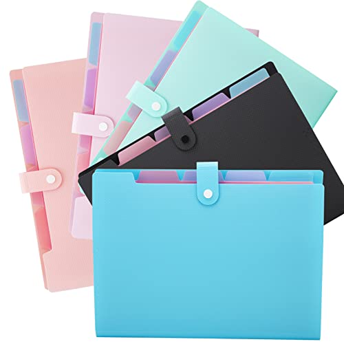 NAFY Colorful Expanding File Folder, 5 Pockets Folder with Colored Labels Portable Weave Pattern Accordion File Folder A4 Letter Size Project Organizer Document Folder for Office School (5 Color Mix) - color: 5 Color Mix