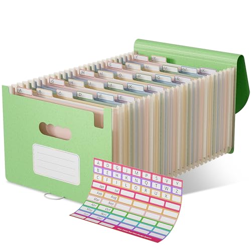 EcoStash 26 Pockets Accordion File Organizer, Mint Green | Wheat Straw, Expanding File Folder, A-Z Tabs, 100% BPA Free, Letter/A4 Size, Monthly Bill Receipt Organizer - color: Mint Green