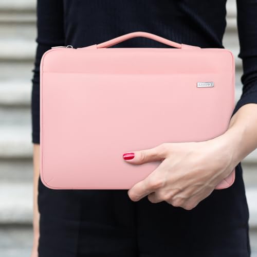 LANDICI 360°Laptop Sleeve Case 14 15 Inch Compatible with MacBook Air 15 M2/M3/M4 2022-2025, MacBook Pro 15, Hp chromebook 14, Waterproof Computer Bag Cover with Handle, Pink - color: Light Pink, size: 14-15 inch