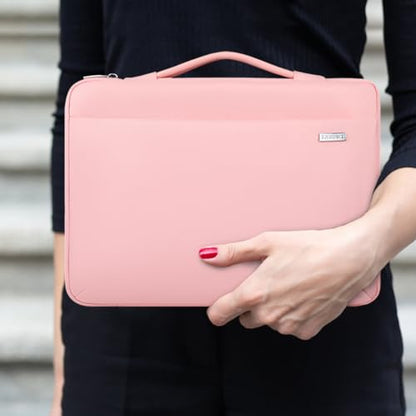LANDICI 360°Laptop Sleeve Case 14 15 Inch Compatible with MacBook Air 15 M2/M3/M4 2022-2025, MacBook Pro 15, Hp chromebook 14, Waterproof Computer Bag Cover with Handle, Pink - color: Light Pink, size: 14-15 inch