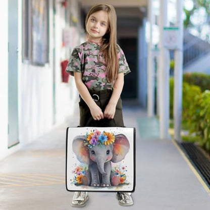 3 Ring Zipper Binder with Shoulder Strap Baby Elephant 2 Inch Zippered Binder Bag 500 Sheet Capacity Multi Pockets for School Supplies - color: Multi17