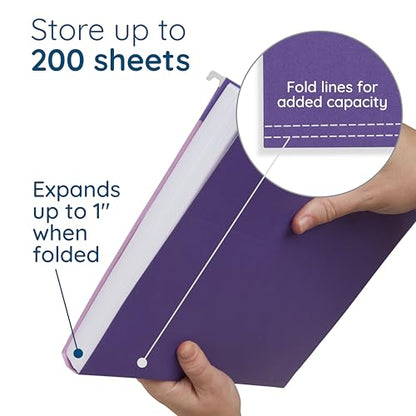 Blue Summit Supplies 25 Jewel Tone Hanging File Folders Letter Size with Tabs, Reinforced Hanging File Folders Jewel Tone, Includes Plastic Tabs and Inserts - color: Jewel Tone