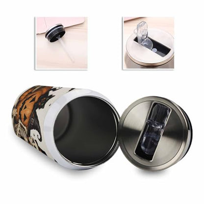 T&H XHome Halloween 14oz Stainless Steel Tumbler with Lid & Straw-Double Wall Vacuum Insulated Travel Mug Skull Black Cat Pumpkin Linen Water Bottle Coffee Beverage Drinks Cup - size: 14 Ounces