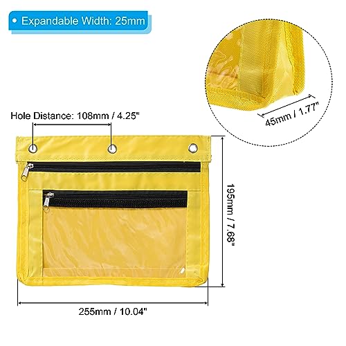 PATIKIL Expandable Pencil Pouch for 3 Rings Binder, 1 Pack Oxford Cloth Large Capacity Zipper Binder Pouch Pencil Case for Office Home, Yellow - color: Yellow