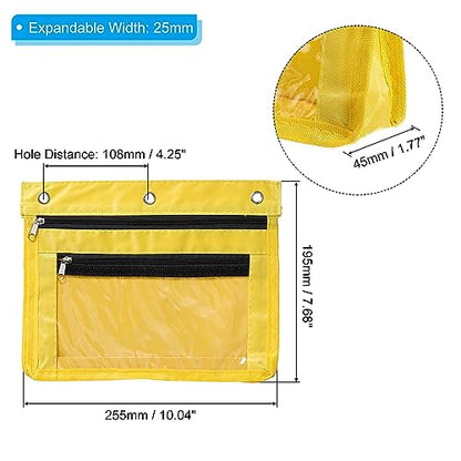 PATIKIL Expandable Pencil Pouch for 3 Rings Binder, 1 Pack Oxford Cloth Large Capacity Zipper Binder Pouch Pencil Case for Office Home, Yellow - color: Yellow