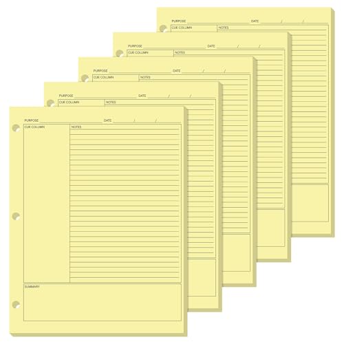 Ctosree 200 Sheets Cornell Notes Loose Leaf Paper 8.5 x 11 Inch, College Ruled Filler Paper for 3 Ring Binder Note Taking System for School Office Business Home (Yellow) - color: Yellow