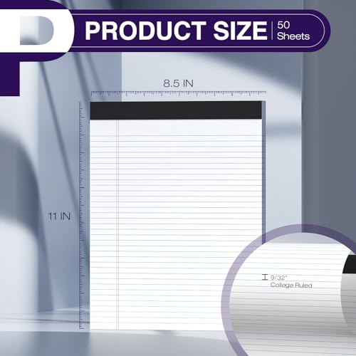2 Pack Legal Pads 8.5 x 11 College Ruled Note Pads 8.5 x 11 Notepads 8.5 x 11 Micro Perforated Writing Pads 8.5 x 11 Pads of Paper Lined White Paper, 50 Sheets per Notepad for Home, Office, School - size: 8.5 x 11 In - White, style: 2 Pack