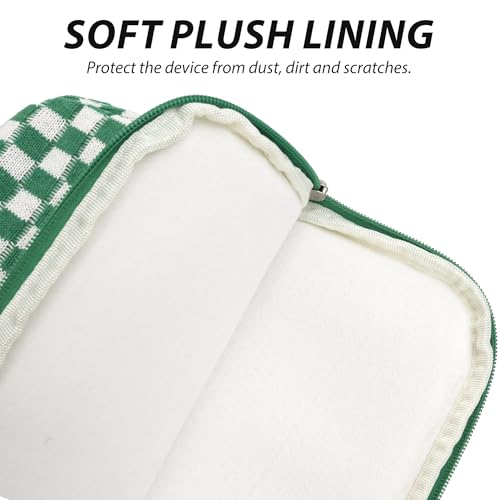 Puffy Laptop Sleeve 13-14 inch, Cute Knitted Protective Carrying Case for Women & Men, Compatible with MacBook Pro 14-Inch M4, 13 Inch iPad Pro, Tablets Notebook (Checkered Green) - color: Checkered Green, size: 13-14 inch