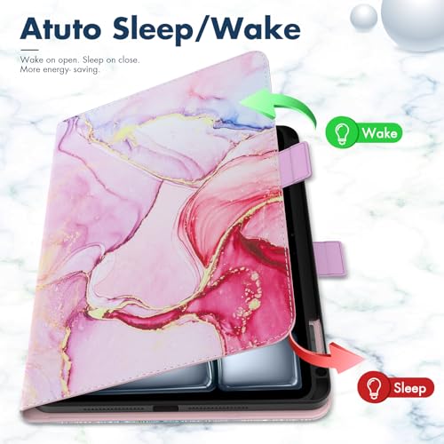 Dteck for iPad Air 13-inch Case 2024,iPad Case 12.9" Pro 6th/5th/4th/3rd Gen 2022/2021/2020/2018,Premium PU Leather Folio Stand Cover with Pencil Holder Auto Wake/Sleep Protective Cases,Purple Marble - color: 01 Purple Marble