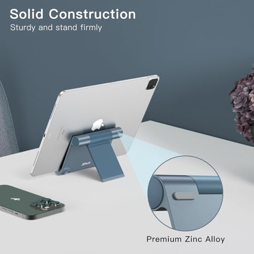JETech Foldable Tablet Stand for 4-11" Tablets and Phones, Grey | Adjustable Portable Desktop Holder, Foldable Dock for iPad/iPad Pro/Air/Mini, Galaxy Tab A8/A7 Lite/A7/S8/S7, Kindle, etc - color: Grey