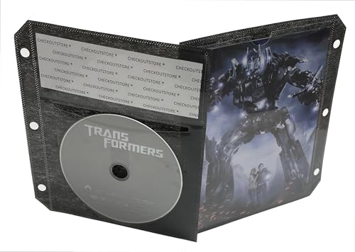 CheckOutStore 100 Black CD/DVD Half Sheet Storage 3-Ring Binder Filing Sleeve & Booklet