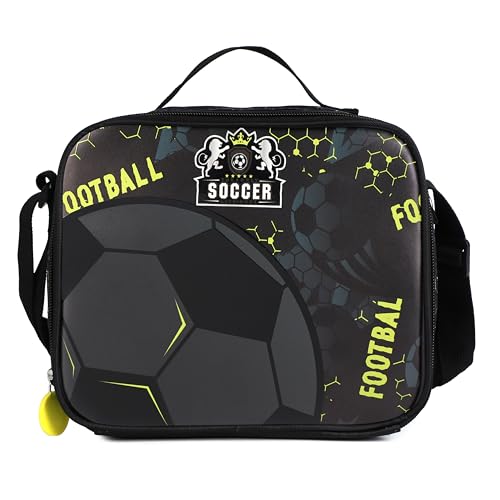 Kids Rolling Backpack for Boys, Cartoon Wheeled Backpack Set with Lunch Bag & Pencil Case Backpack with Wheels (Football) - color: Football