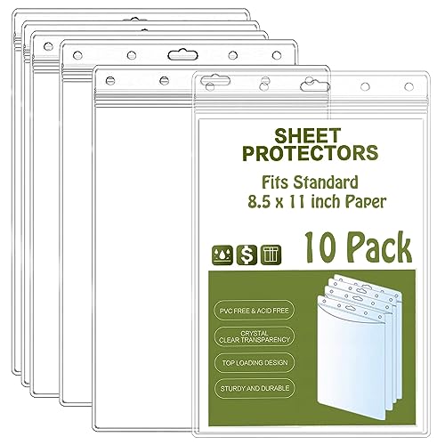 Bird Fiy Sheet Protectors 10 Pack 8.5" x 11" Waterproof Resealable Zip Wall Sign Holder Page Protectors Clear Photo Plastic Sleeves for Documents, Photos, and Wall Sign Display - color: Vertical