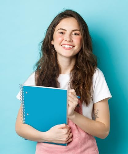 Dunwell 1-Subject Notebook College Ruled, (Blue) 100 Sheets (200 Pages), Perforated Paper, 3 Hole Punched, Spiral Notebook 8.5 x 11, Protective Plastic Cover, Divider with Pockets - color: Blue, style: 1 Subject