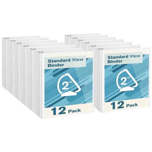 CIXILDTS 2-inch D Ring Binders, Fit US Letter Size Paper, 2" 3 Slant-D Ring Binder with 2 Pocekts, 12-Pack, White - color: White, size: 2", style: 12-Pack