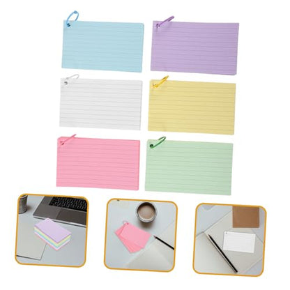 KALLORY 1set Lined Index Cards with Binder Rings Blank Flash Cards Colors for Easy Studying for Home Office and School Use