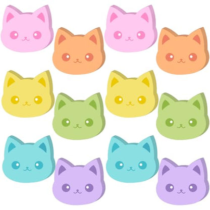 Yinder 24 Pads Cute Sticky Notes Fun Kawaii Cat Sticky Notes Pads Bulk Cartoon Memo Self Adhesive Gift for Valentines Veterinary Office School Tab Party Supplies - style: Novelty Cat