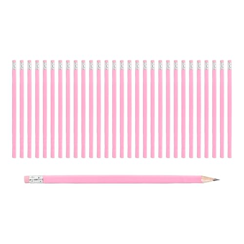 pson 30Pcs HB Graphite Pencils with Erasers, Unsharpened Round Triangular Grip Pencils for School, Office, Drawing, Sketching, and Writing(Pink) - color: Pink