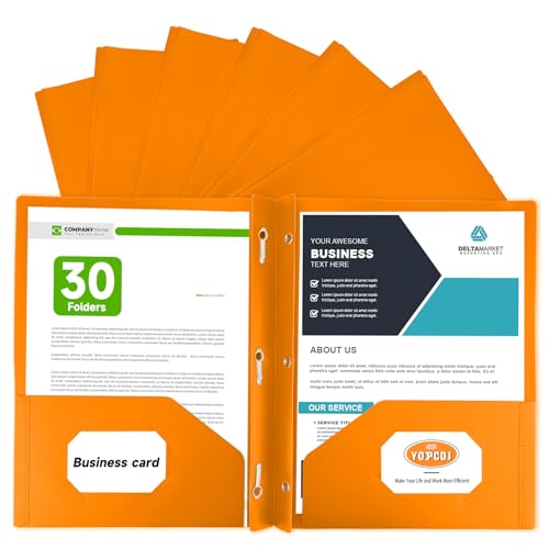 Plastic Folders with Pockets and Prongs,30 Pack Letter Size Two Pocket Folders with 3 Prong, Durable Colored Folders for School, Office, and Home Organization Orange - color: Orange