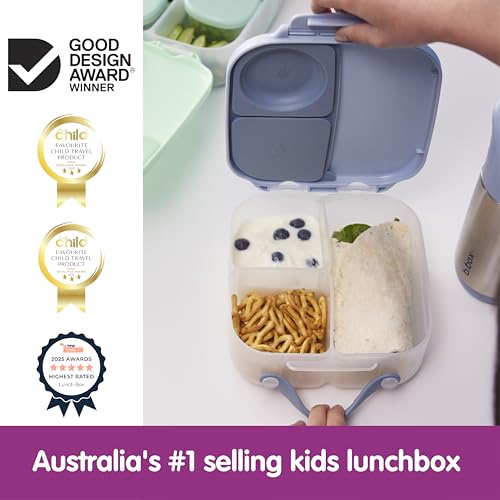 b.box Mini Lunch Box Kids | 4.25 Cup Leak Proof Bento Box for Kids Ages 3+ | 3 Compartment Snack Containers, School Lunch Container, Dishwasher Safe, BPA-Free, PFAS-Free - Chill Out - color: Chill Out, size: 1-pack
