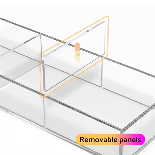 HIIMIEI 3 Section Clear Acrylic Drawer Organizer Tray, Office & Makeup Drawer Organizer (11.8x4.3 inch) - size: 4'' x 12''