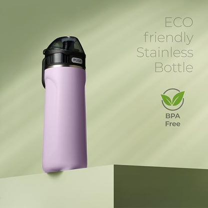 SipX Insulated Water Bottle, Water Bottle with Straw Lid, 18 oz Triple Insulated Stainless Steel, Leakproof, BPA-Free, Slim Durable Metal Bottle for School, Gym & Office, Purple - color: Purple