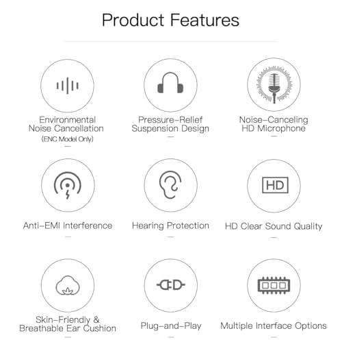 X1 ENC Noise Cancelling USB Headset, 3.5mm Single Ear Office Headset with USB C/A Adapter, Wired Mono Call Center Headset for PC Laptop Cell Phone, Business Computer Headphones for WFH Office