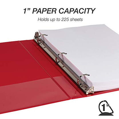 Samsill Durable 1 inch 3 Ring Binder, D Ring Binder, 100% Recycled Chipboard, Red - color: Red, size: 1 Pack, style: 1 Inch