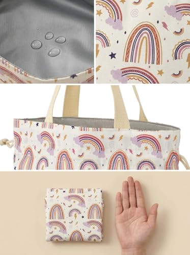 Reusable Lunch Bag - Insulated Eco-Friendly Lunch Tote for Work, School, or Picnics, Lightweight & Waterproof, Keeps Food Fresh All Day (Pink Rainbow) - color: Pink Rainbow