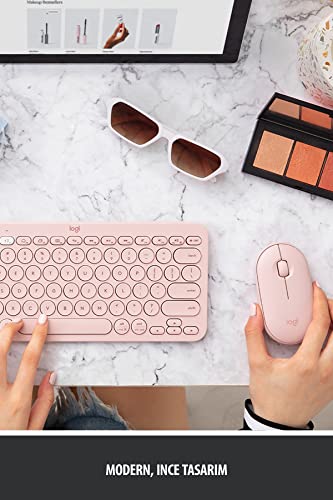 Logitech Pebble Wireless Mouse with Bluetooth or 2.4 GHz Receiver, Silent, Slim Computer Mouse with Quiet Clicks, for Laptop/Notebook/iPad/PC/Mac/Chromebook - Rose/Pink