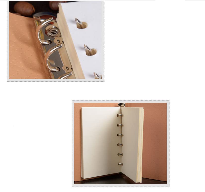 XIGUI 2-Pack 6 Ring Binder Cover, Leather A7 Binder Notebook Cover Refillable Loose Leaf Round Ring Personal Journal with Insert 50 Sheets Paper ，Mini Pocket Notepad