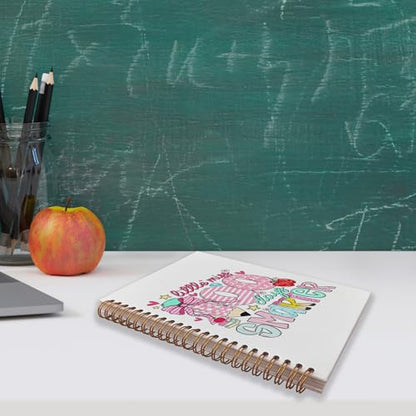 VNWEK Preppy Pink Bow Teacher Spiral Notebook Journal 5.5 x 8.3 Inch, Teacher Appreciation Gifts, Little Miss 100 Days Smarter Colorful Kids Lined Hardcover Spiral Notebook - color: jsj-notebook-6